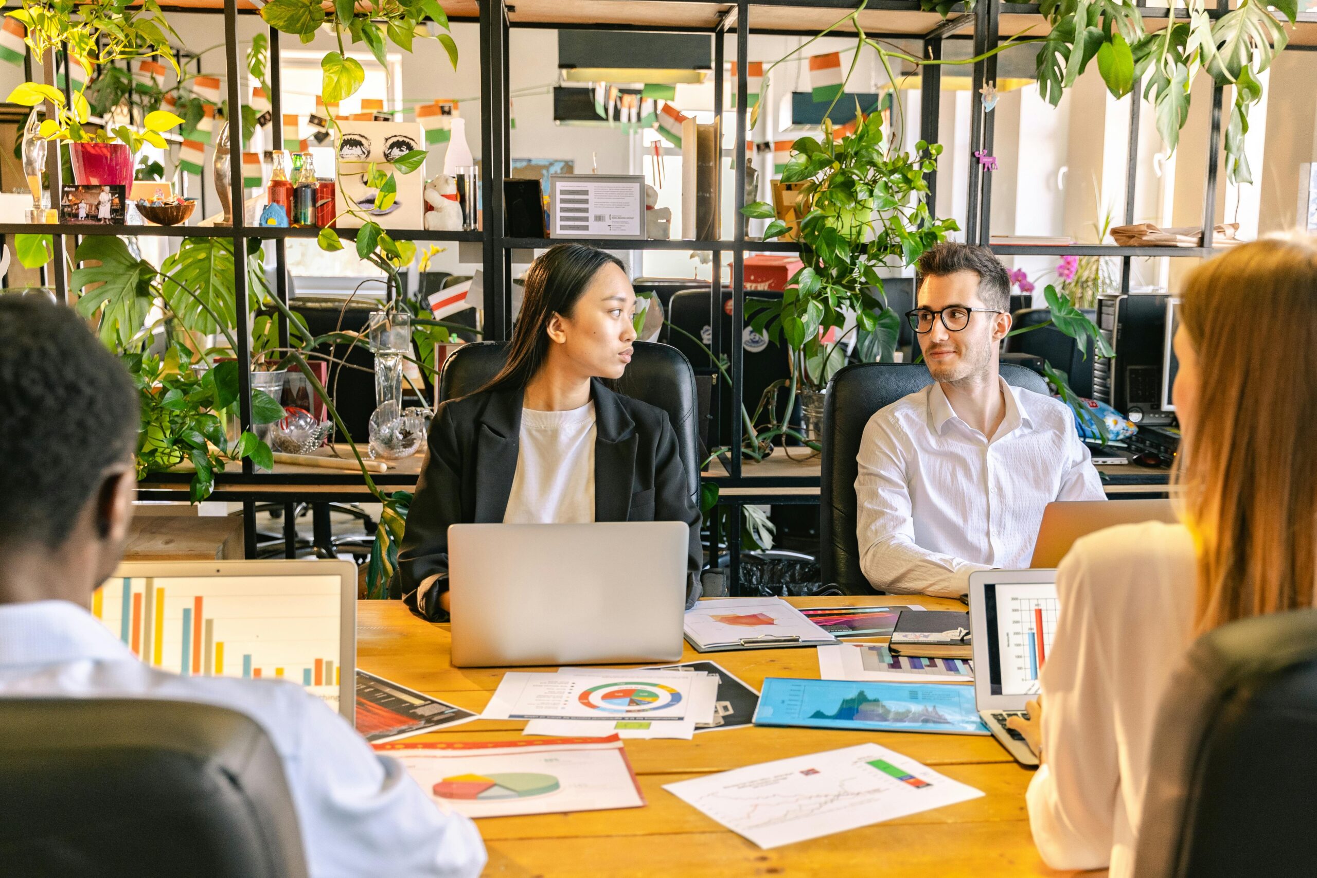 Professionals working together in an office, representing jobs in marketing.